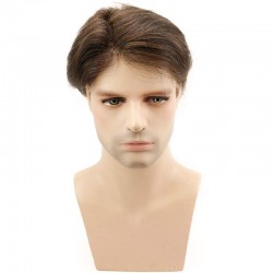 Men's Wig - Toupee, Super Fine Welded Mono Base, Color #4 (Dark Brown), Made With Remy Indian Human Hair