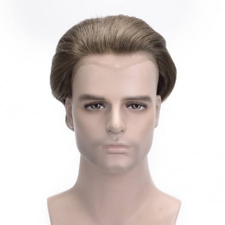 Men’s Wig - Toupee, Super-Thin Skin Base 0.06mm, Color 4ASH (Dark Brown with ASH Tone), Made With Remy Indian Human Hair