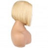 Full Lace Wig, Short Length, 8", Bob Cut, Color #613 (Platinum Blonde), Made With Remy Indian Human Hair