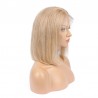 Full Lace Wig, Short Length, 10", Bob Cut, Color #18 (Light Ash Blonde), Made With Remy Indian Human Hair