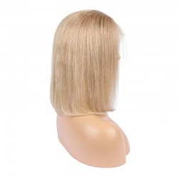 Full Lace Wig, Short Length, 10", Bob Cut, Color #18 (Light Ash Blonde), Made With Remy Indian Human Hair