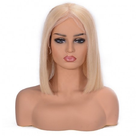 Lace Front Wig, Short Length, 10", Bob Cut, Color #22 (Light Pale Blonde), Made With Remy Indian Human Hair