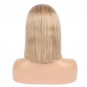 Lace Front Wig, Short Length, 10", Bob Cut, Color #18 (Light Ash Blonde), Made With Remy Indian Human Hair