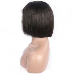 Full Lace Wig, Short Length, 8", Bob Cut, Color #1B (Off Black), Made With Remy Indian Human Hair