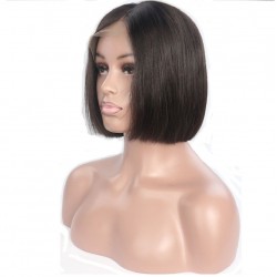 Full Lace Wig, Short Length, 8", Bob Cut, Color #1B (Off Black), Made With Remy Indian Human Hair