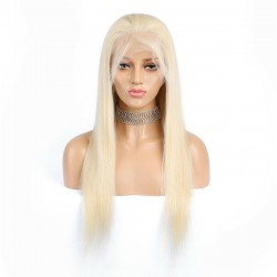 Lace Front Wig, Long Length, Color #60 (Lightest Blonde), Made With Remy Indian Human Hair