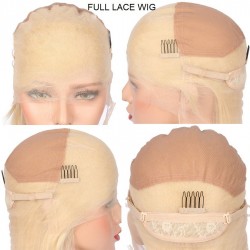 Full Lace Wig, Short Length, 10", Bob Cut, Color #18 (Light Ash Blonde), Made With Remy Indian Human Hair