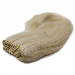 Weave, Straight, Color #60 (Lightest Blonde), Made With Remy Indian Human Hair