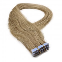 Tape-in Hair Extensions, Color #14 (Dark Ash Blonde), Made With Remy Indian Human Hair