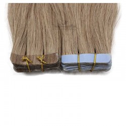 Tape-in Hair Extensions, Color #16 (Medium Ash Blonde), Made With Remy Indian Human Hair