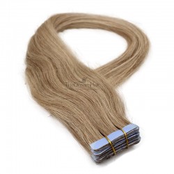 Tape-in Hair Extensions, Color #16 (Medium Ash Blonde), Made With Remy Indian Human Hair