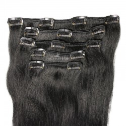 Set of 5 Pieces of Weft, Clip in Hair Extensions, Color #1 (Jet Black), Made With Remy Indian Human Hair