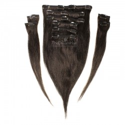 Set of 10 Pieces of Weft, Clip in Hair Extensions, Color #1B (Off Black), Made With Remy Indian Human Hair