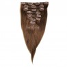 Set of 8 Pieces of Weft, Clip in Hair Extensions, Color #2 (Darkest Brown), Made With Remy Indian Human Hair