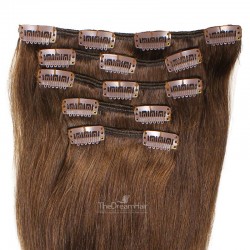 Set of 5 Pieces of Weft, Clip in Hair Extensions, Color #2 (Darkest Brown), Made With Remy Indian Human Hair