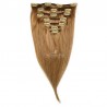 Set of 7 Pieces of Weft, Clip in Hair Extensions, Color #8 (Chestnut Brown), Made With Remy Indian Human Hair