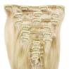 Set of 10 Pieces of Weft, Clip in Hair Extensions, Color #613 (Platinum Blonde), Made With Remy Indian Human Hair