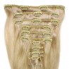 Set of 10 Pieces of Weft, Clip in Hair Extensions, Color #24 (Golden Blonde), Made With Remy Indian Human Hair