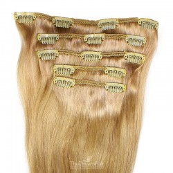 Set of 5 Pieces of Weft, Clip in Hair Extensions, Color #18 (Light Ash Blonde), Made With Remy Indian Human Hair