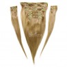 Set of 10 Pieces of Weft, Clip in Hair Extensions, Color #18 (Light Ash Blonde), Made With Remy Indian Human Hair