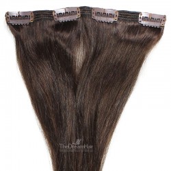 One Piece of Double Weft, Clip in Hair Extensions, Color #2 (Darkest Brown), Made With Remy Indian Human Hair