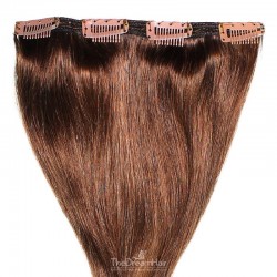 One Piece of Double Weft, Clip in Hair Extensions, Color #4 (Dark Brown), Made With Remy Indian Human Hair