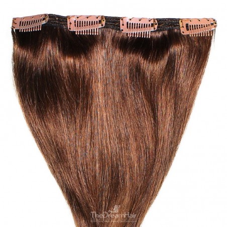 One Piece of Double Weft, Clip in Hair Extensions, Color #4 (Dark Brown), Made With Remy Indian Human Hair