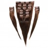 Set of 10 Pieces of Double Weft, Clip in Hair Extensions, Color #4 (Dark Brown), Made With Remy Indian Human Hair