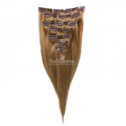 7-Piece Double Weft Clip-In Hair Extensions – Golden Brown (Color 10)