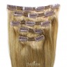 Set of 5 Pieces of Double Weft, Clip in Hair Extensions, Color #14 (Dark Ash Blonde), Made With Remy Indian Human Hair