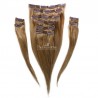 Set of 10 Pieces of Double Weft, Clip in Hair Extensions, Color #12 (Light Brown), Made With Remy Indian Human Hair