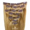 Set of 7 Pieces of Double Weft, Clip in Hair Extensions, Color #27 (Honey Blonde), Made With Remy Indian Human Hair