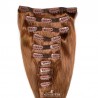 Set of 10 Pieces of Double Weft, Clip in Hair Extensions, Color #30 (Dark Auburn), Made With Remy Indian Human Hair