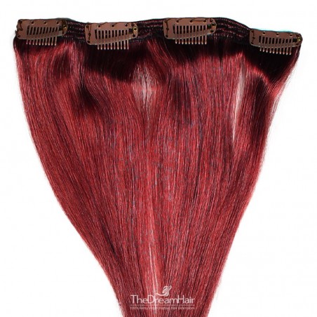 One Piece of Double Weft, Clip in Hair Extensions, Color #99j (Burgundy), Made With Remy Indian Human Hair