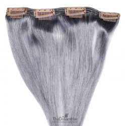 One Piece of Double Weft, Clip in Hair Extensions, Color Silver, Made With Remy Indian Human Hair