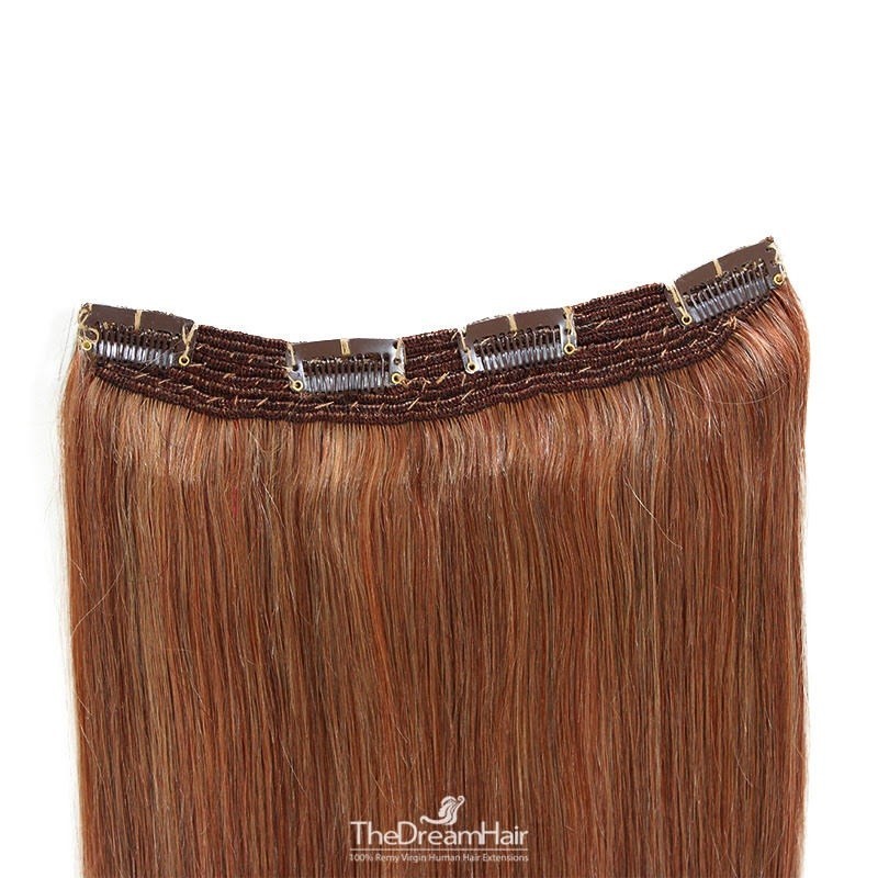 One Piece Of Quadruple Weft, Extra Thick, Clip in Hair Extensions, Color #33 (Auburn), Made With Remy Indian Human Hair