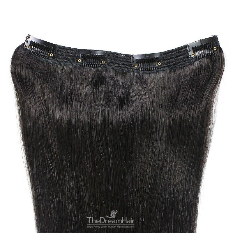 One Piece of Triple Weft, Clip in Hair Extensions, Color #1B (Off Black), Made With Remy Indian Human Hair