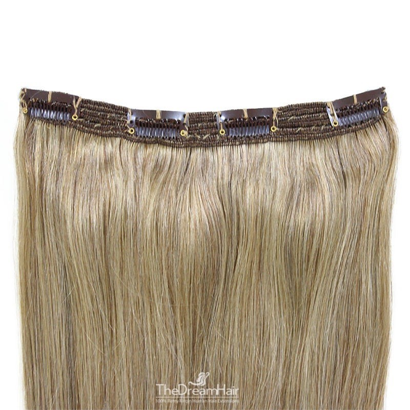 One Piece of Triple Weft, Clip in Hair Extensions, Color #16 (Medium Ash Blonde), Made With Remy Indian Human Hair