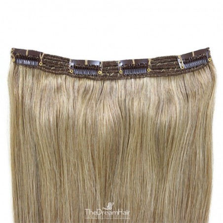 One Piece of Triple Weft, Clip in Hair Extensions, Color #16 (Medium Ash Blonde), Made With Remy Indian Human Hair