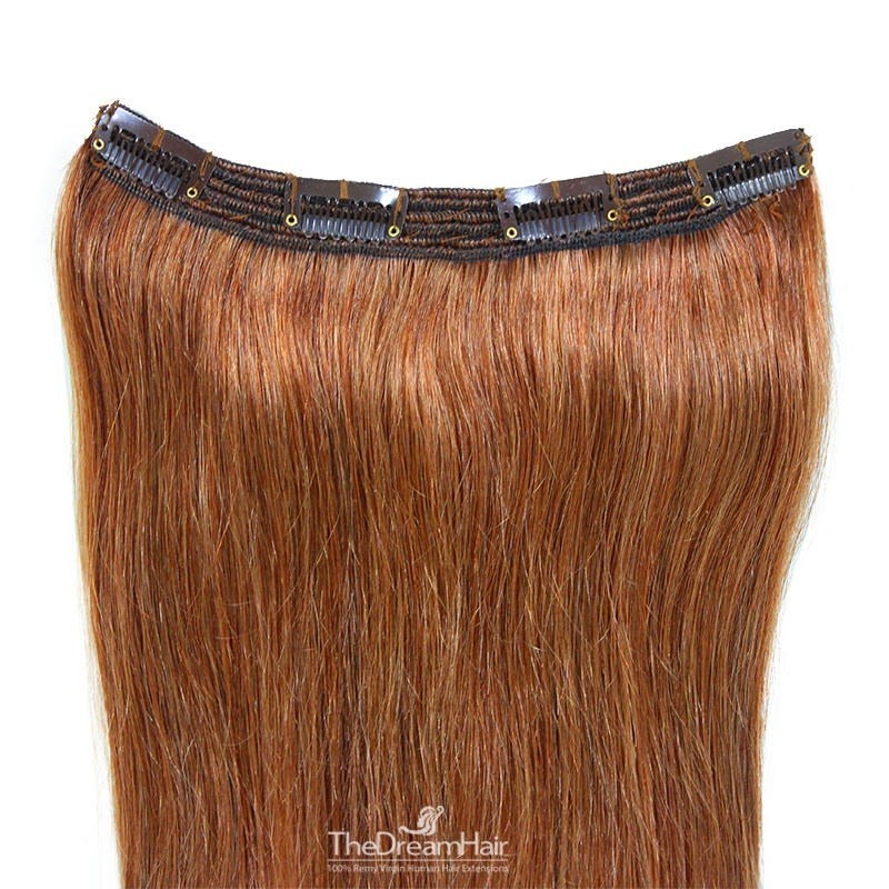 One Piece of Triple Weft, Clip in Hair Extensions, Color #30 (Dark Auburn), Made With Remy Indian Human Hair