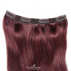 One Piece of Triple Weft, Clip in Hair Extensions, Color #99j (Burgundy), Made With Remy Indian Human Hair