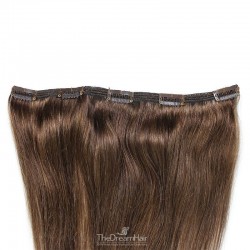 One Piece of Double Weft, Extra Large, Clip-in Hair Extensions, Color #4 (Dark Brown), Made With Remy Indian Human Hair