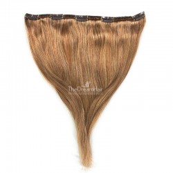 One Piece of Double Weft, "Extra-Large", Clip in Hair Extensions, Color #8 (Chestnut Brown), Made With Remy Indian Human Hair