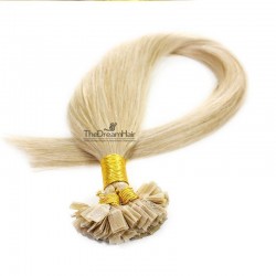 Pre-bonded Hair Extensions, Flat-Tip, Color #24 (Golden Blonde), Made With Remy Indian Human Hair