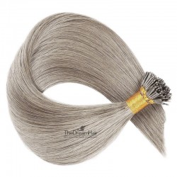 Pre-bonded Hair Extensions, Stick/I-Tip, Color #Grey, Made With Remy Indian Human Hair