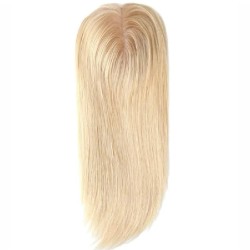 Crown Topper Hair Extensions, Silk Base, Colour 60 (Lightest Blonde), Made With Remy Indian Human Hair