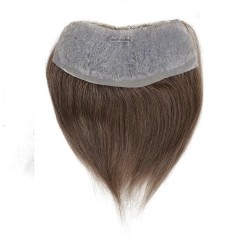 Color 4 (Dark Brown), Men's Frontal Hairpiece Specially Designed to Cover Receding Hairline, Made With Remy Indian Human Hair