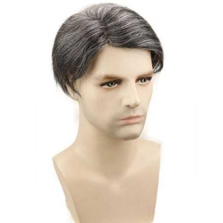 Men’s Toupee Wig – Off Black with 40% Grey Hair (Color 1B40), Super-Thin 0.08mm Skin Base, 100% Remy Indian Human Hair