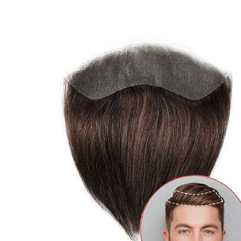 Men's Frontal Hairpiece - Jet Black (Color 1), Receding Hairline Coverage, 100% Remy Indian Human Hair