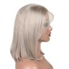 Full Lace Wig, Short Length, Bob Cut, Color Grey, Made With Remy Indian Human Hair